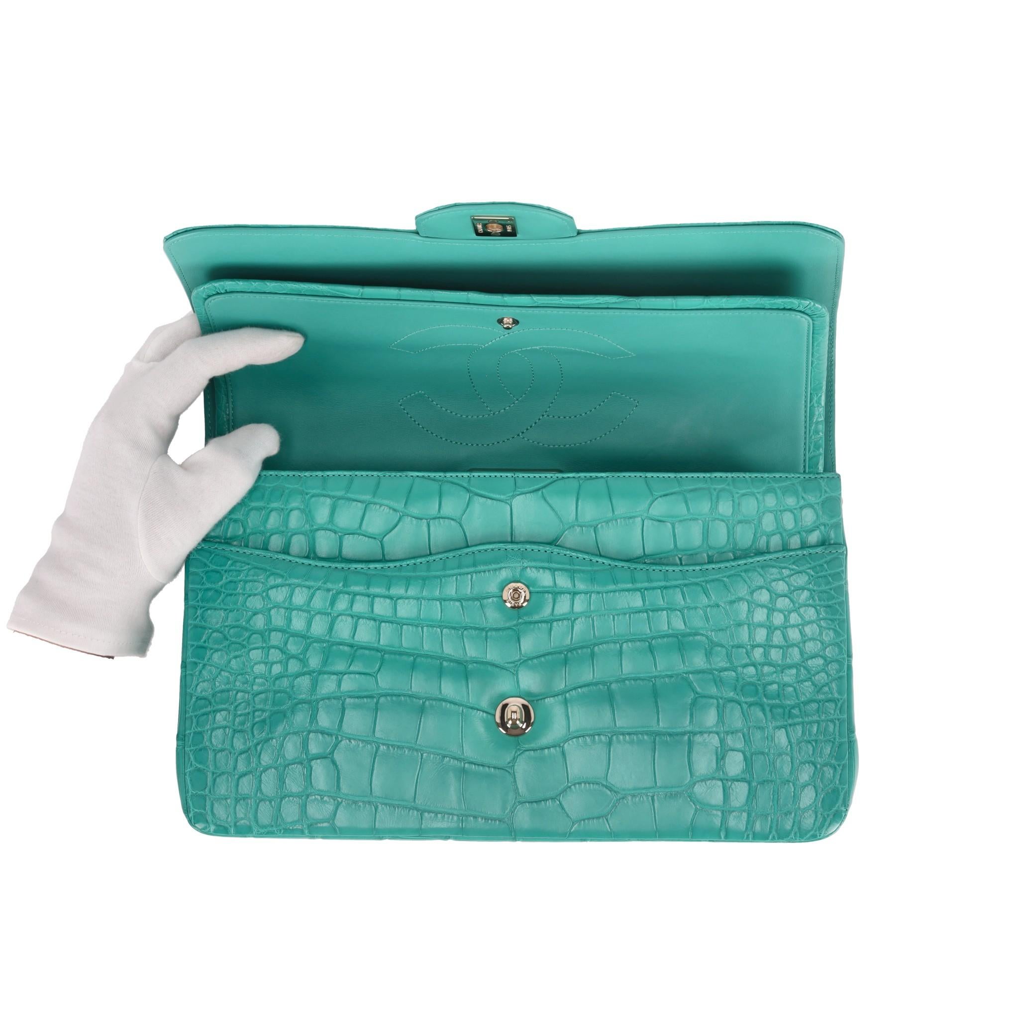 Chanel Matte Alligator Jumbo Double Flap Bag For Sale 1