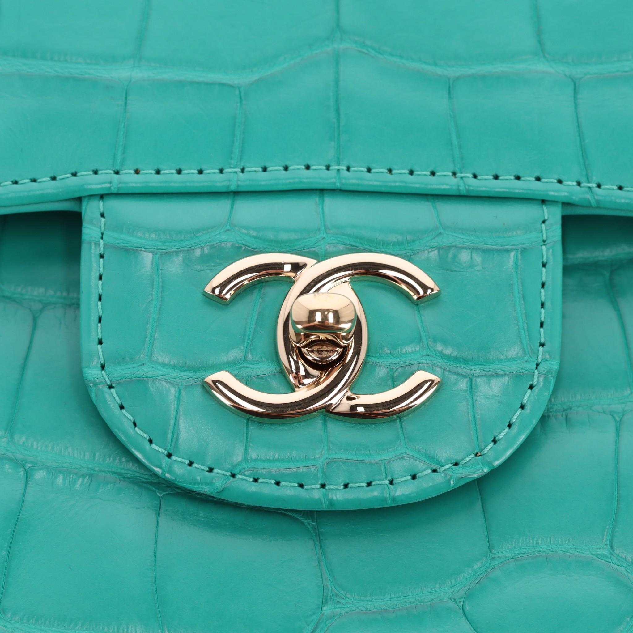 Chanel Matte Alligator Jumbo Double Flap Bag For Sale 3