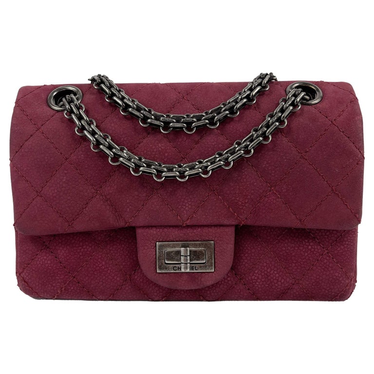 CHANEL- Matte Caviar 2.55 Reissue Diamond Quilted Mini Raspberry Crossbody  For Sale at 1stDibs