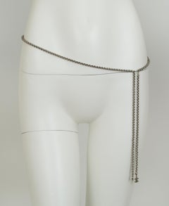 Chanel Matte Silver Convertible Chain Belt with Removable CC Charm – 51”, 21st C