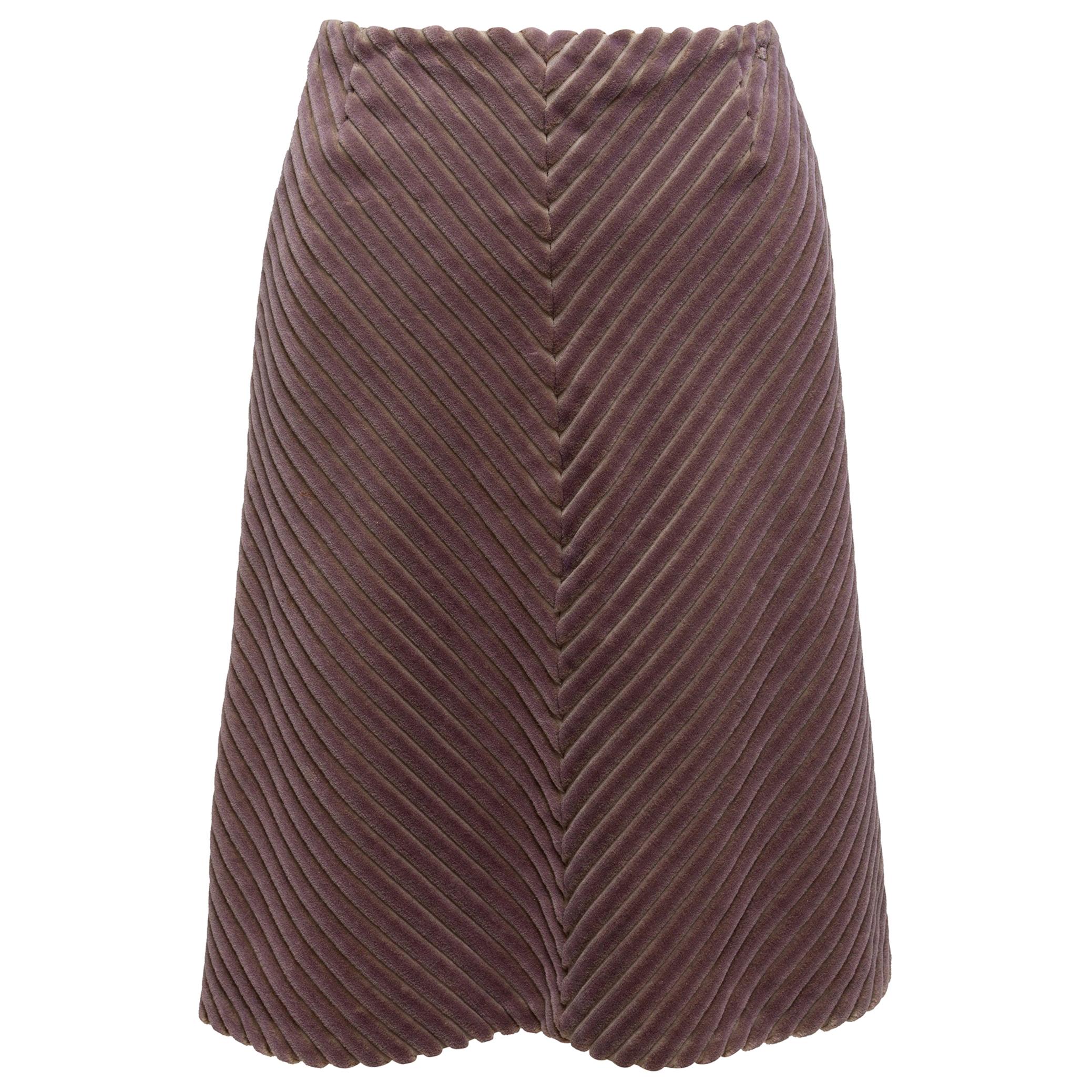 Chanel Mauve Identification Textured Velvet Skirt