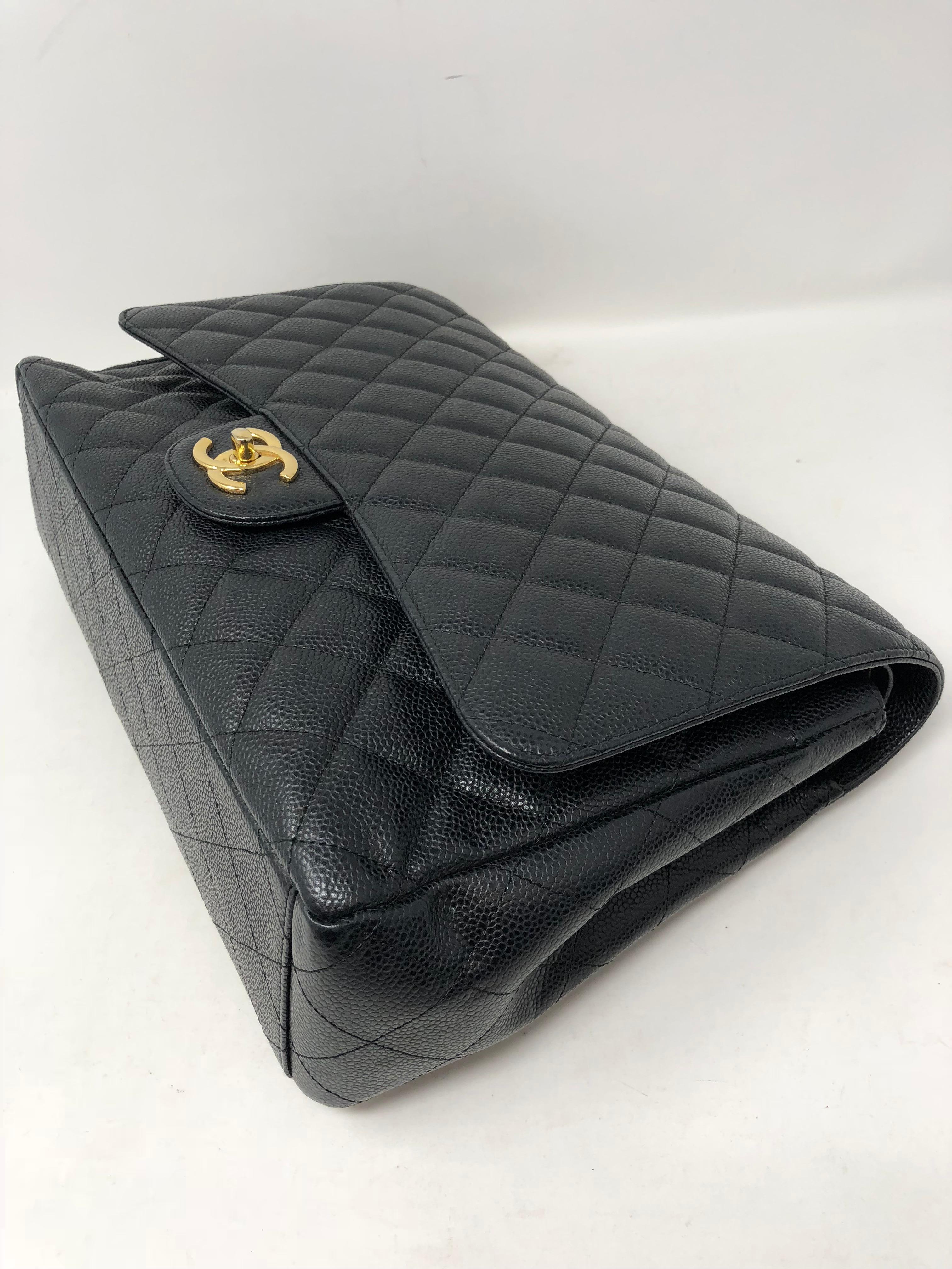 Chanel Maxi Black Caviar GHW Double Flap 10