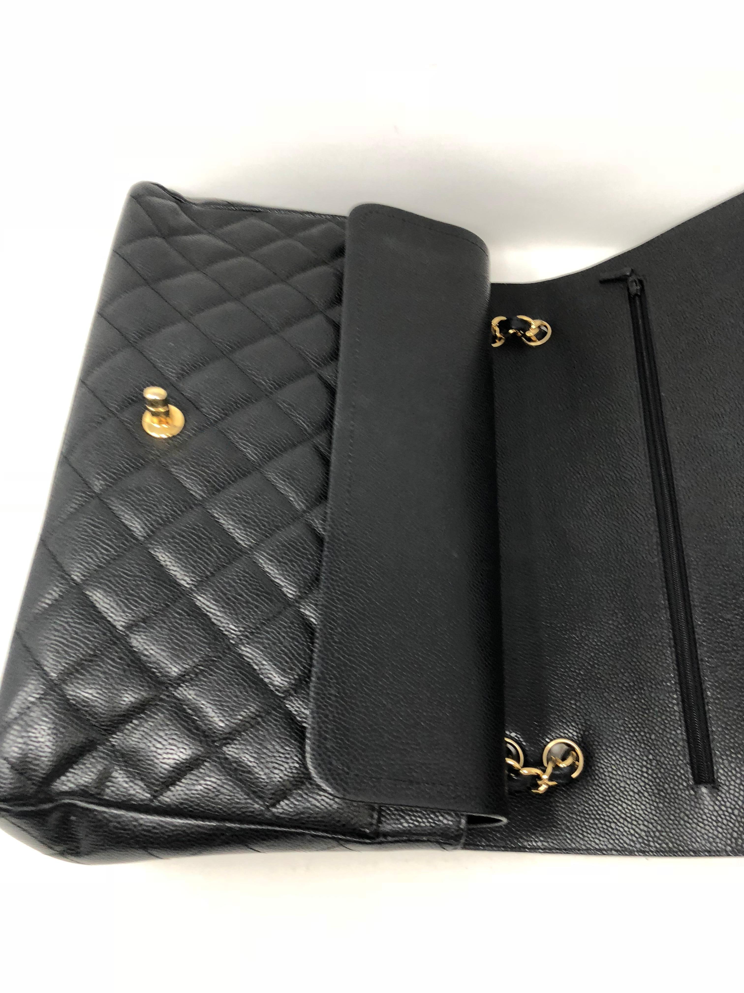 Chanel Maxi Black Caviar GHW Double Flap 11