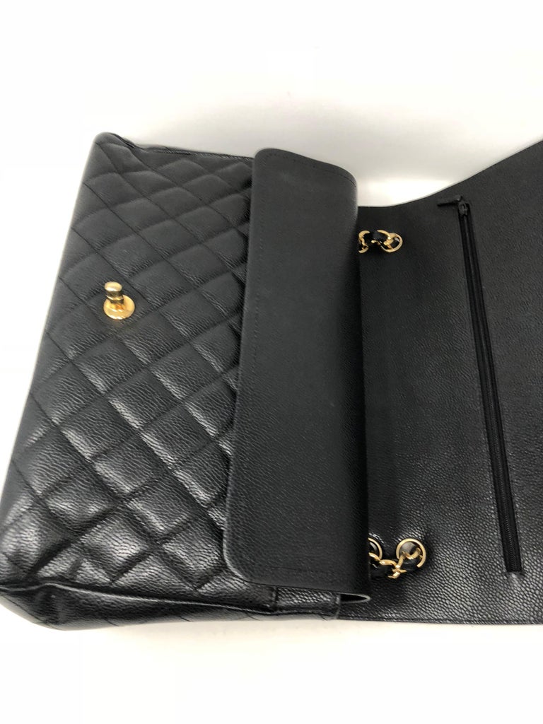 Chanel Maxi Black Caviar GHW Double Flap at 1stDibs