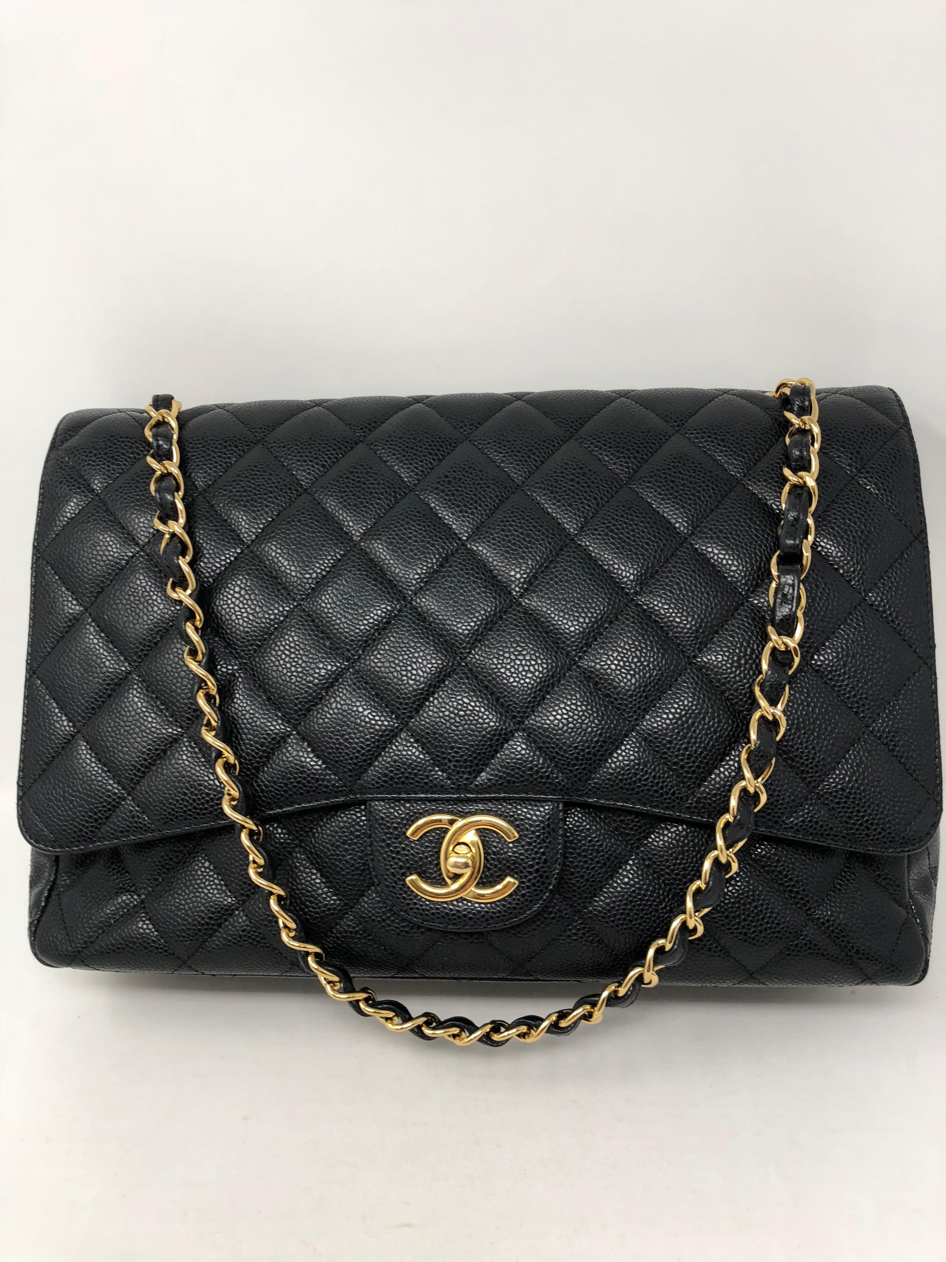 Women's or Men's Chanel Maxi Black Caviar GHW Double Flap