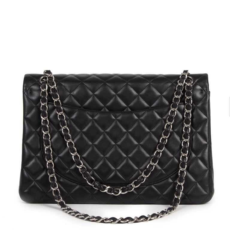 Chanel Maxi Black Lambskin Classic Double Flap Bag at 1stDibs
