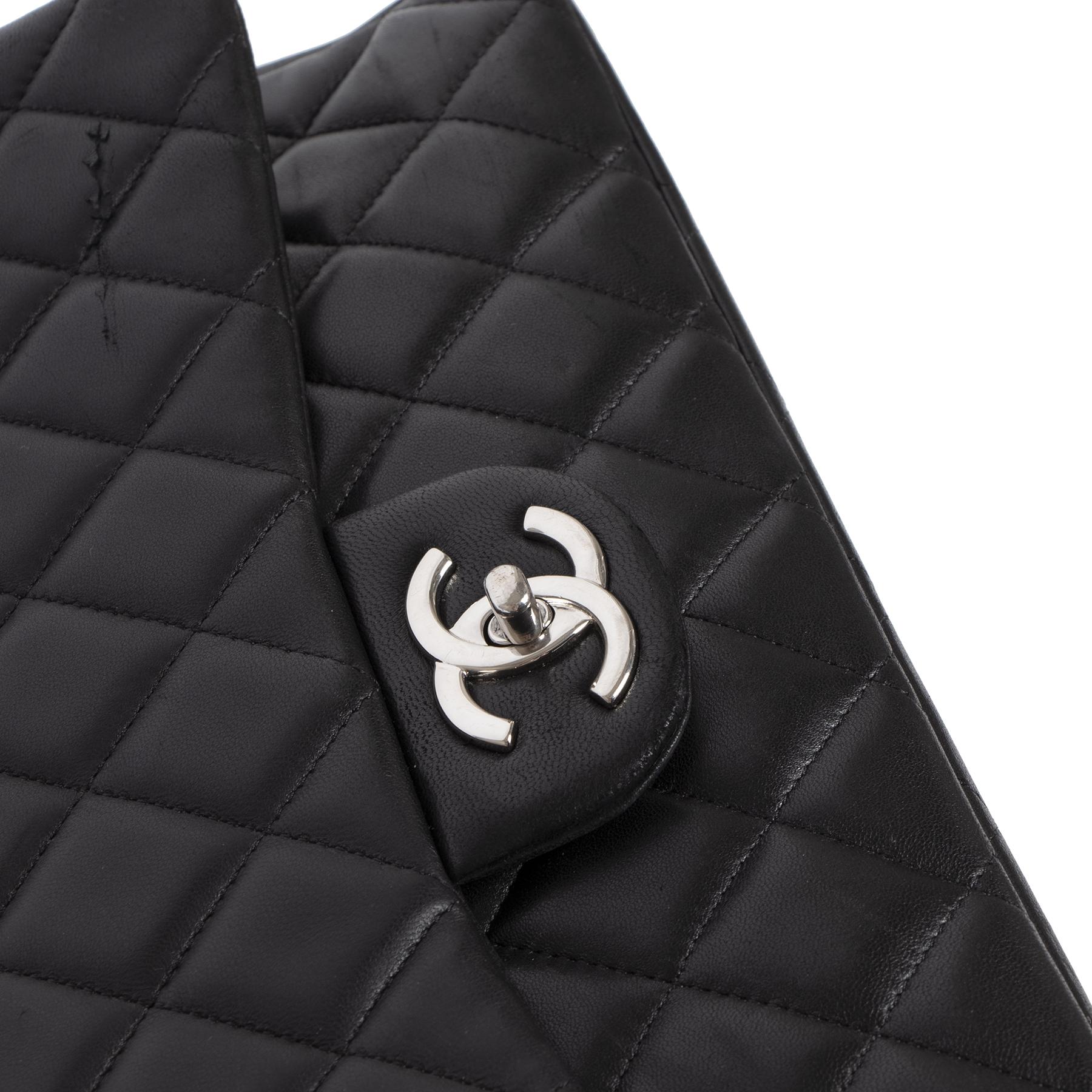 Chanel Maxi Black Lambskin Classic Double Flap Bag  2