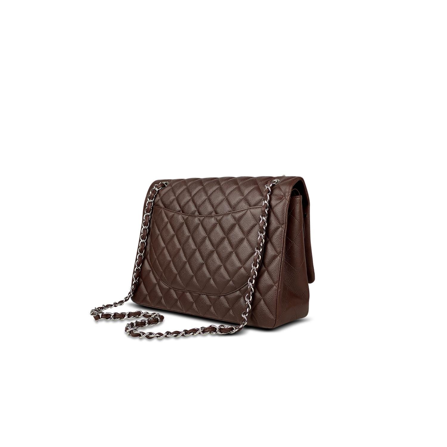 Chanel Maxi Brown Classic/Timeless Double Flap Bag In Good Condition In Sundbyberg, SE