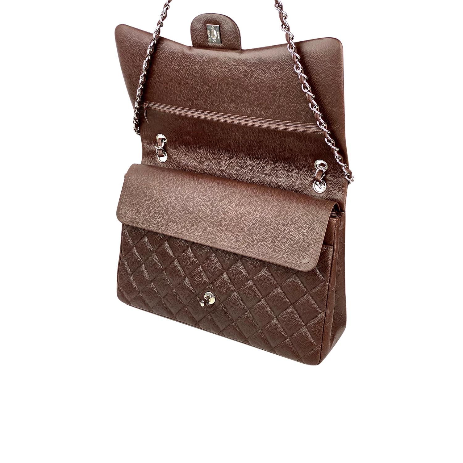 Chanel Maxi Brown Classic/Timeless Double Flap Bag 4