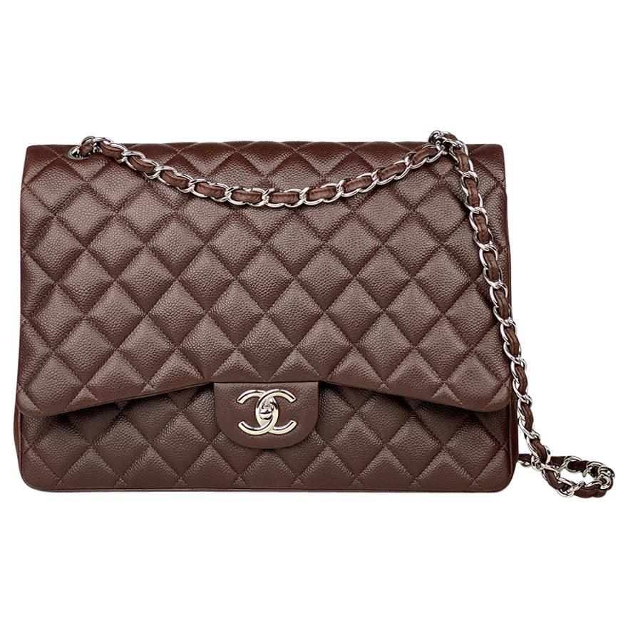 Chanel Maxi Brown Classic/Timeless Double Flap Bag at 1stDibs