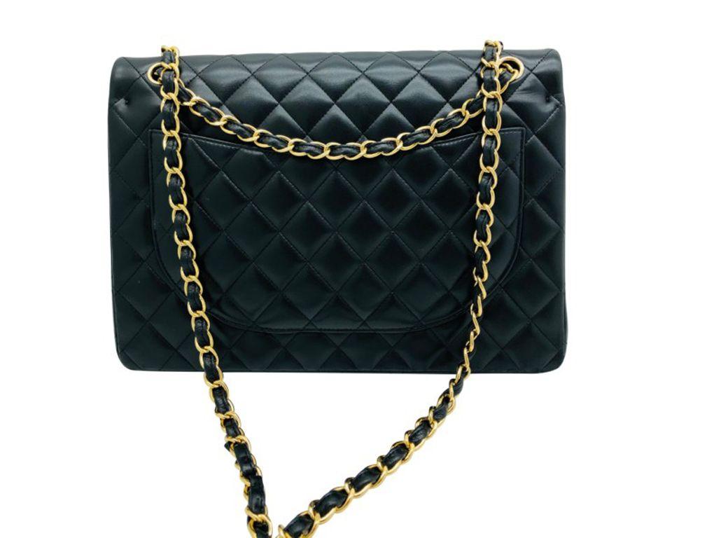Chanel Maxi Classic Flap Bag - Black Lambskin Gold Hardware For Sale 1