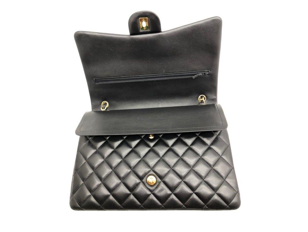 Chanel Maxi Classic Flap Bag - Black Lambskin Gold Hardware For Sale 3