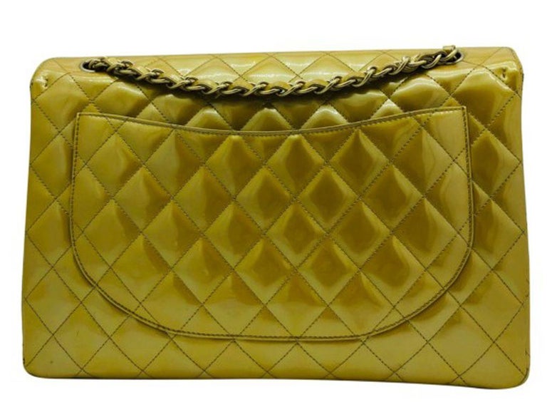 CHANEL flap bag MINI pale Yellow patent leather too gorgeous!