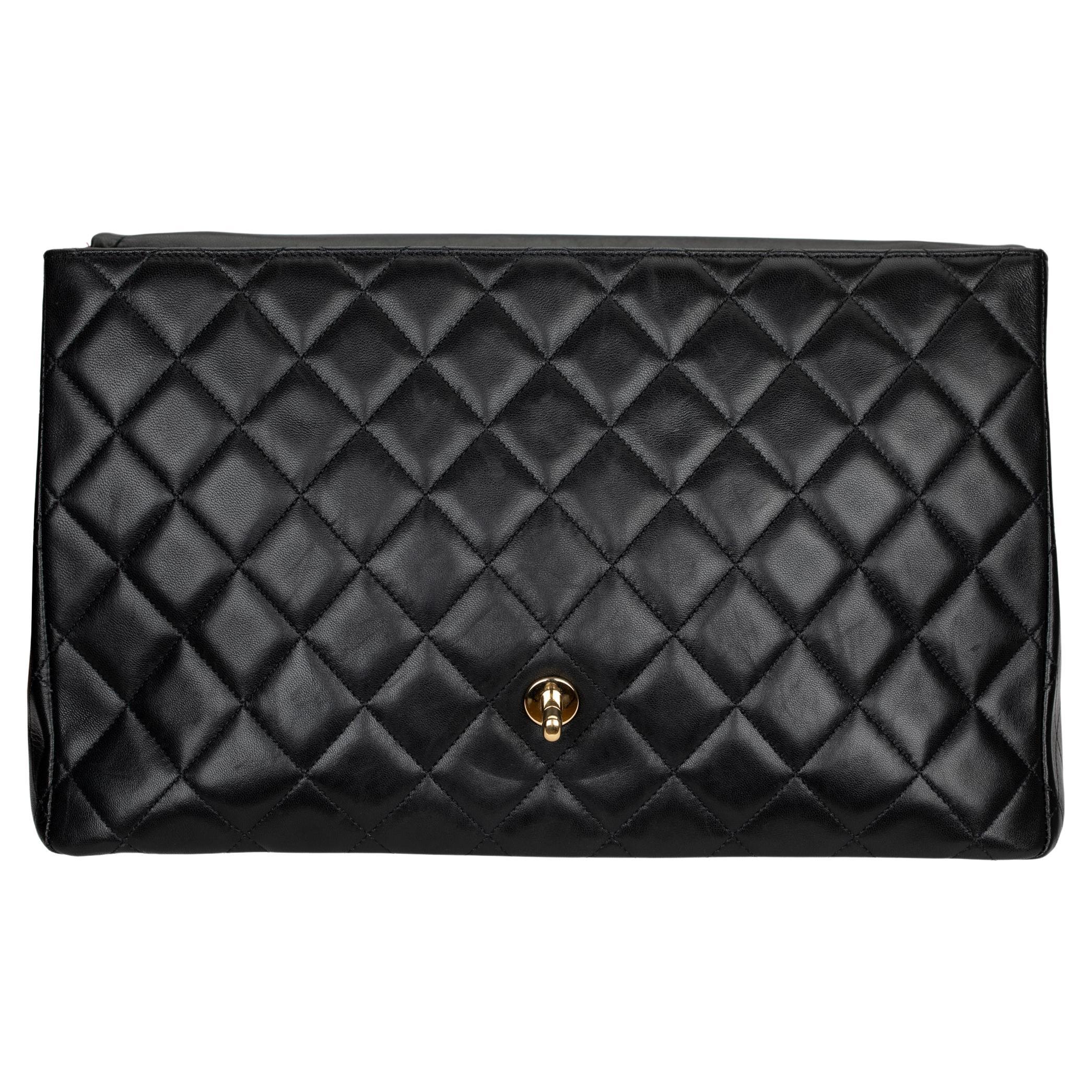 Chanel Maxi Classic Flap Black Quilted Lambskin Leather Gold-Tone Hardware 9