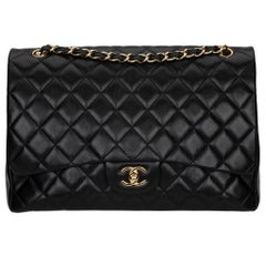 Chanel Maxi Classic Flap Black Quilted Lambskin Leather Gold-Tone Hardware