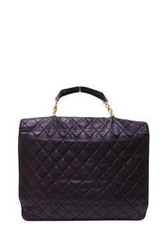 Chanel Maxi Classic Flap Top Handle Bag in Black Lambskin