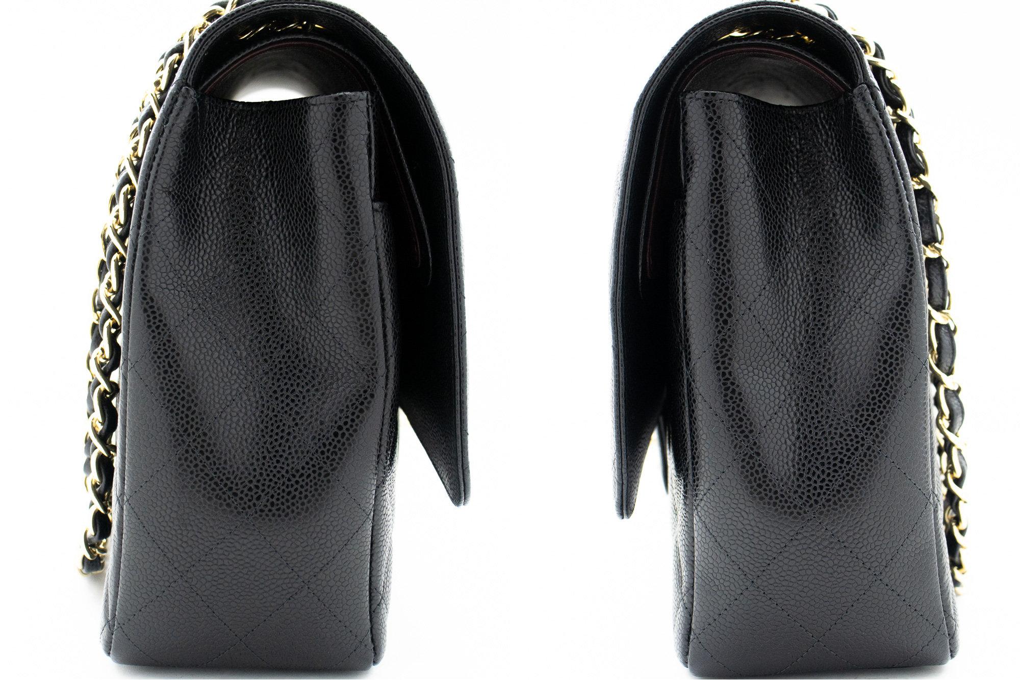 Women's CHANEL Maxi Classic Handbag Grained Calfskin Double Chain Flap Shoulder Bag For Sale