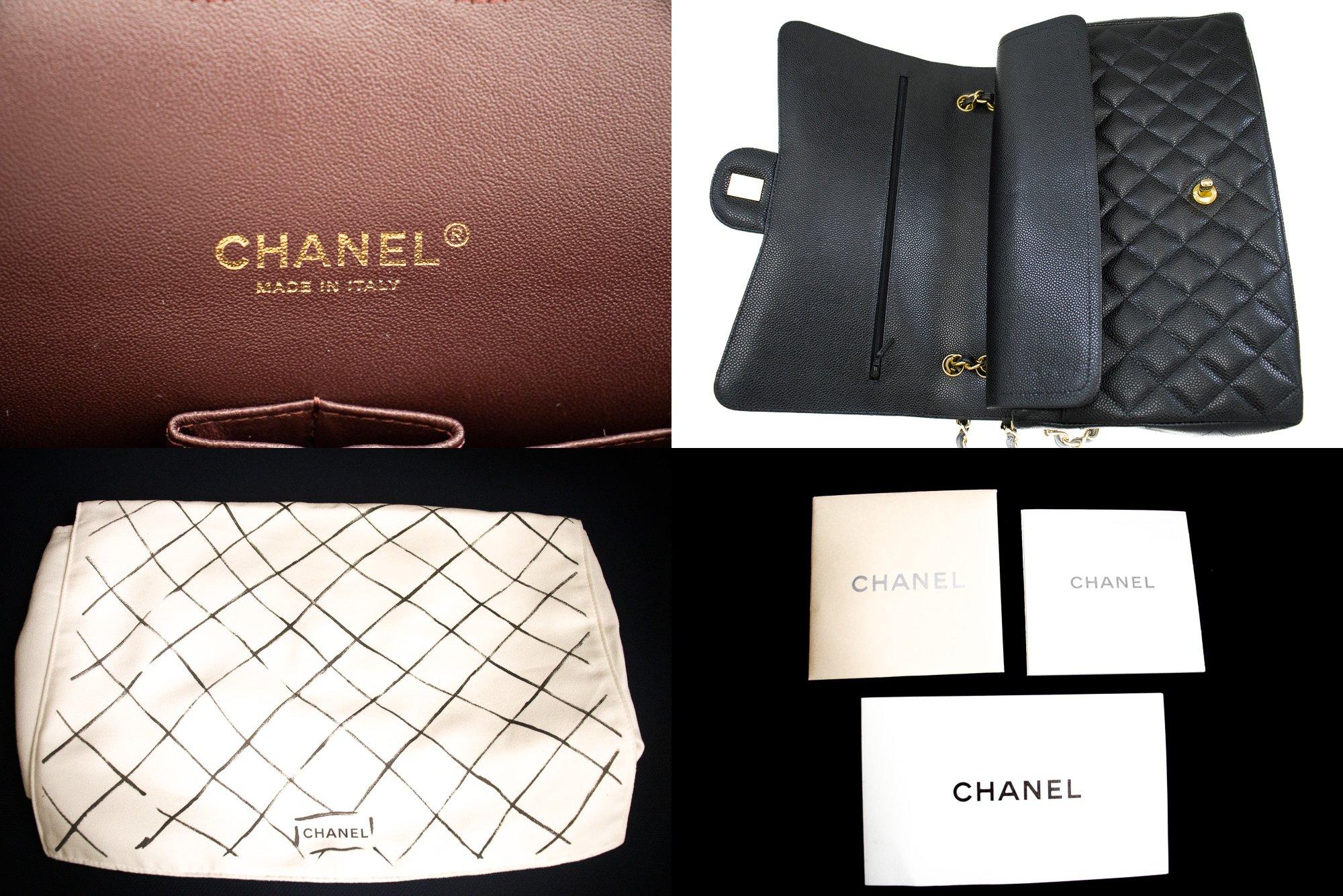 CHANEL Maxi Classic Handbag Grained Calfskin Double Chain Flap Shoulder Bag For Sale 3