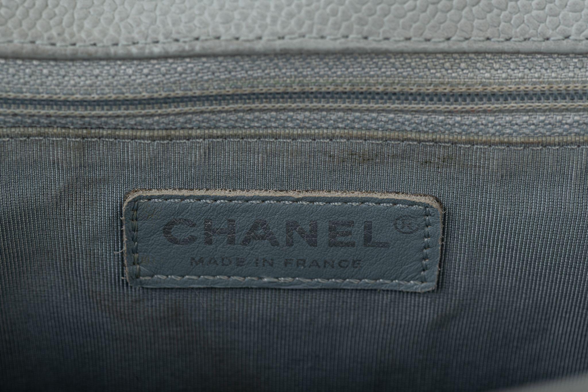 Chanel Maxi Grey Caviar Boy Bag For Sale 7