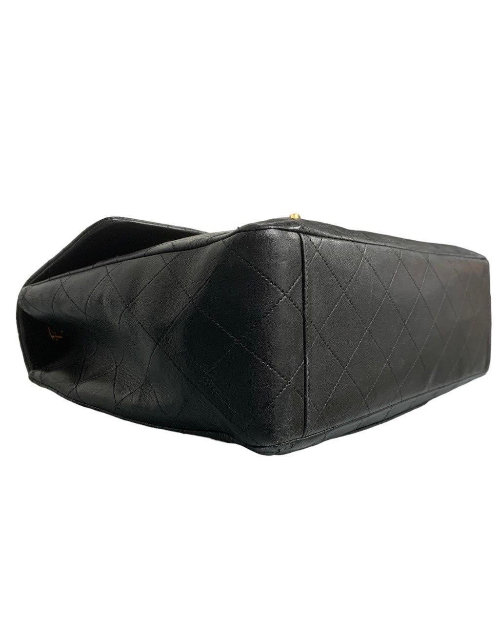 Women's Chanel Maxi Jumbo Big Logo Black Shoulder Bag For Sale