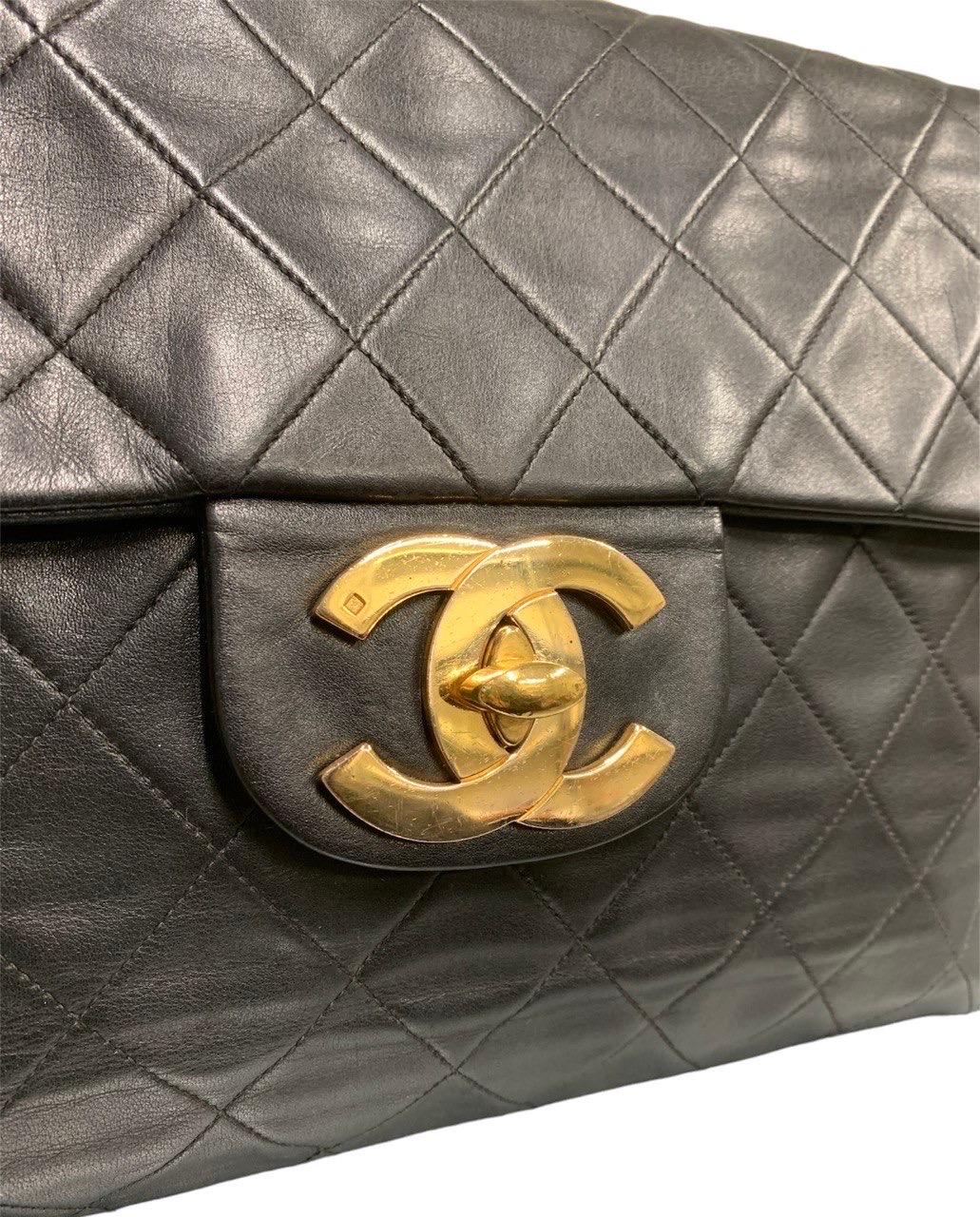 Chanel Maxi Jumbo Big Logo Black Shoulder Bag For Sale 3