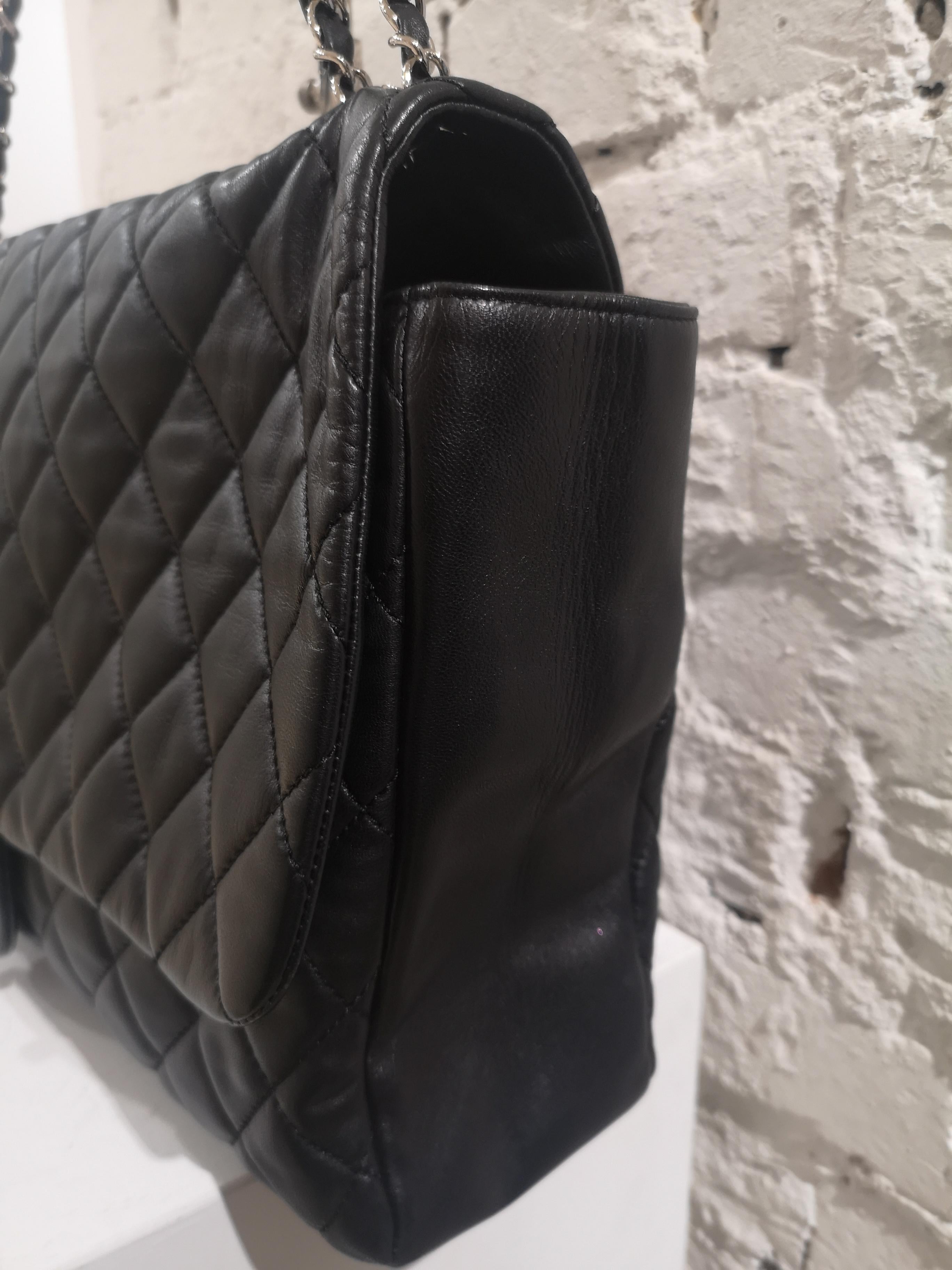 Chanel maxi jumbo black leather shoulder bag 2