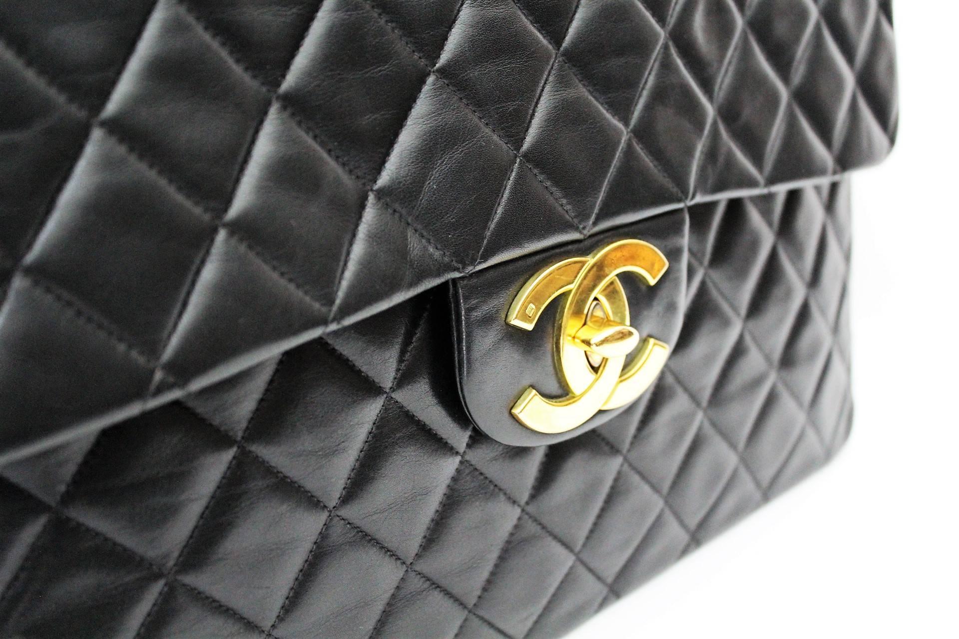 Chanel Maxi Jumbo Single Flap Gold Hardware Black Lambskin  1