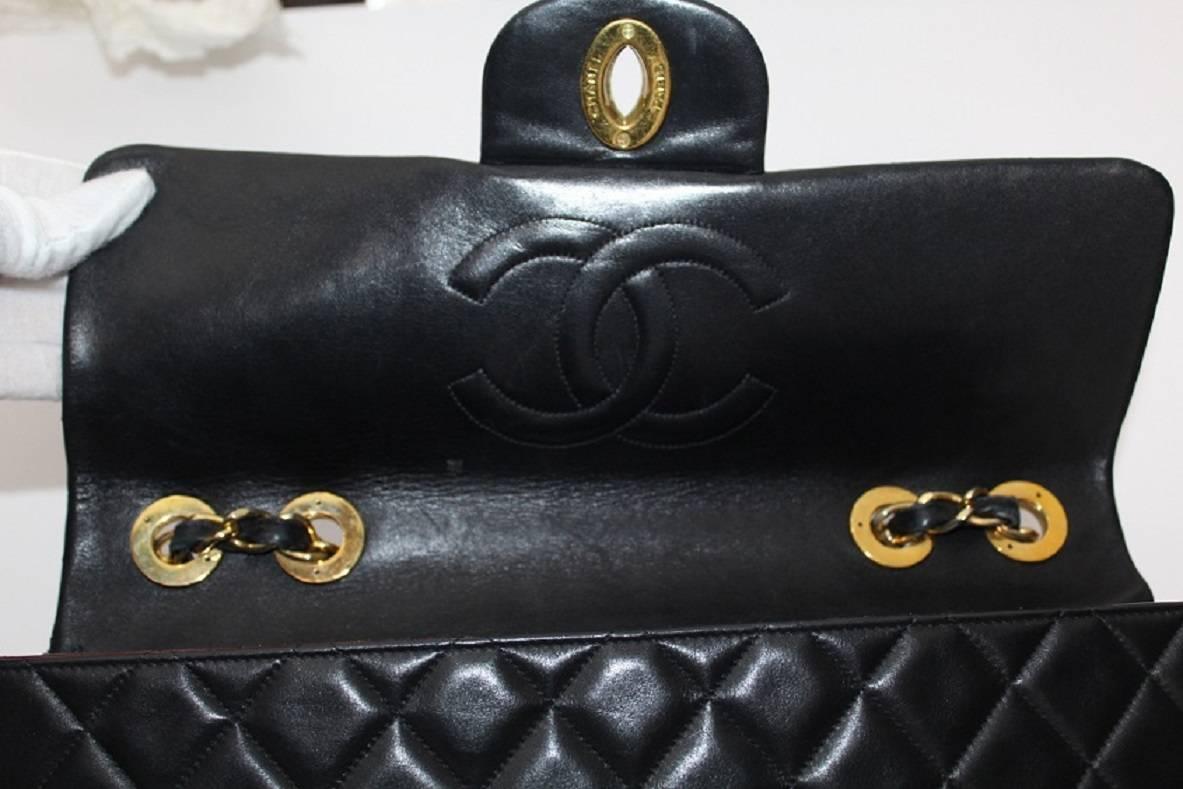 Chanel Maxi Jumbo Single Flap Gold Hardware Black Lambskin  3