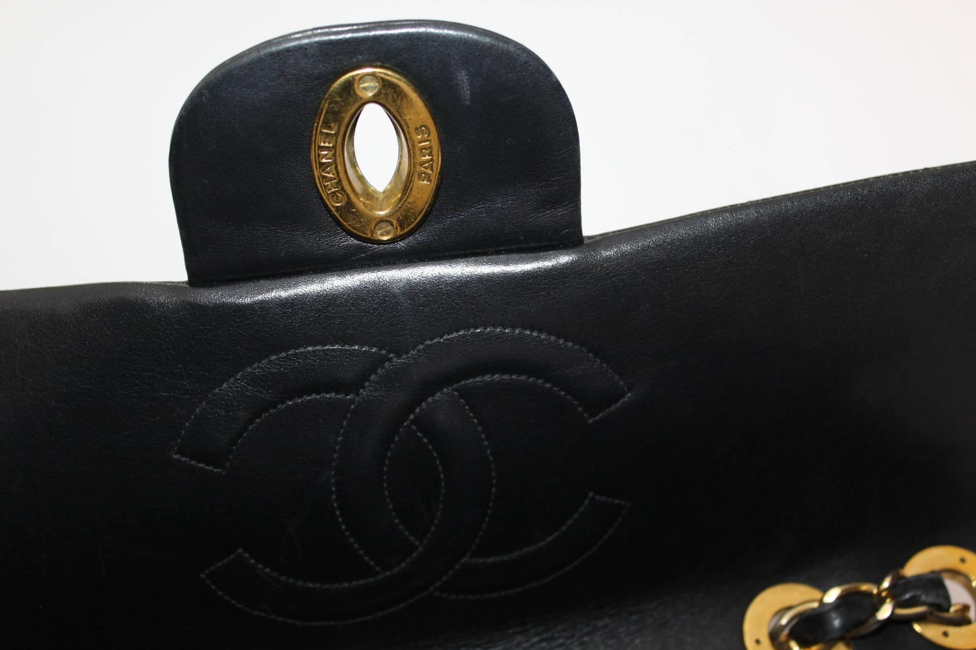 Chanel Maxi Jumbo Single Flap Gold Hardware Black Lambskin  4