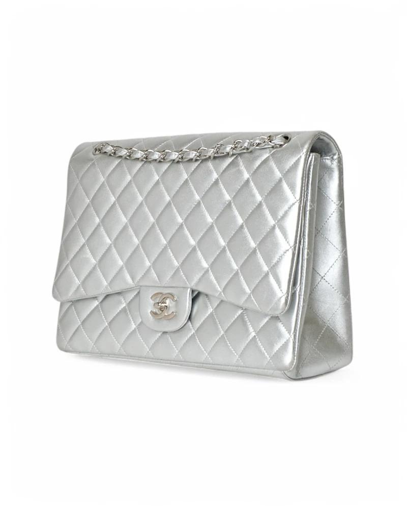 Gray Chanel Maxi Jumbo Timeless Silver For Sale