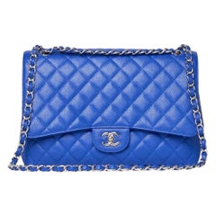 Chanel Maxi Jumbo Timeless Caviar Blu Elettrico
