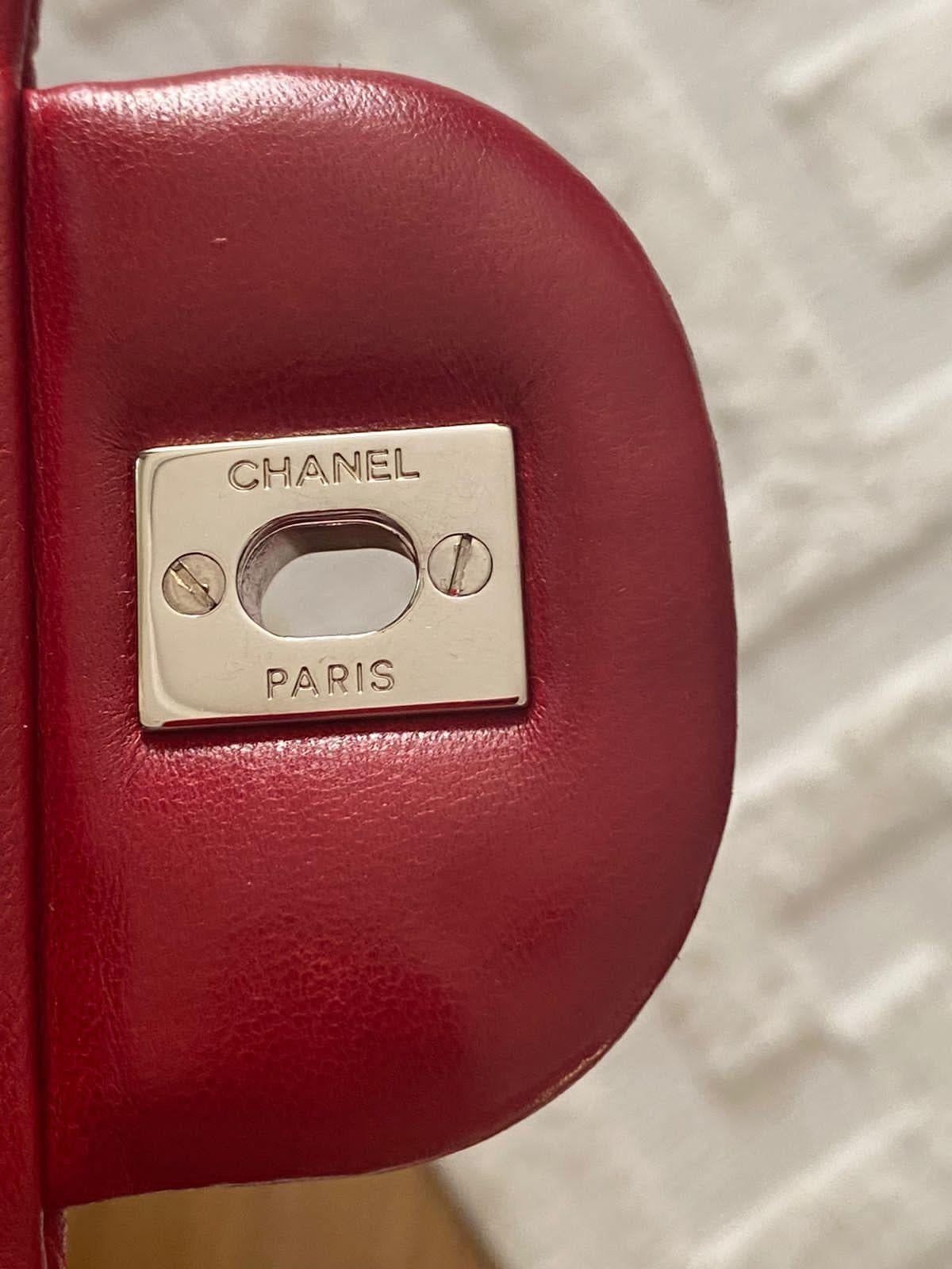 Chanel Maxi Lambskin Red Classic Single Flap Bag For Sale 8