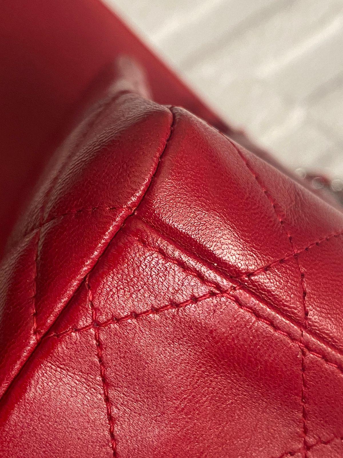 Chanel Maxi Lambskin Red Classic Single Flap Bag For Sale 9