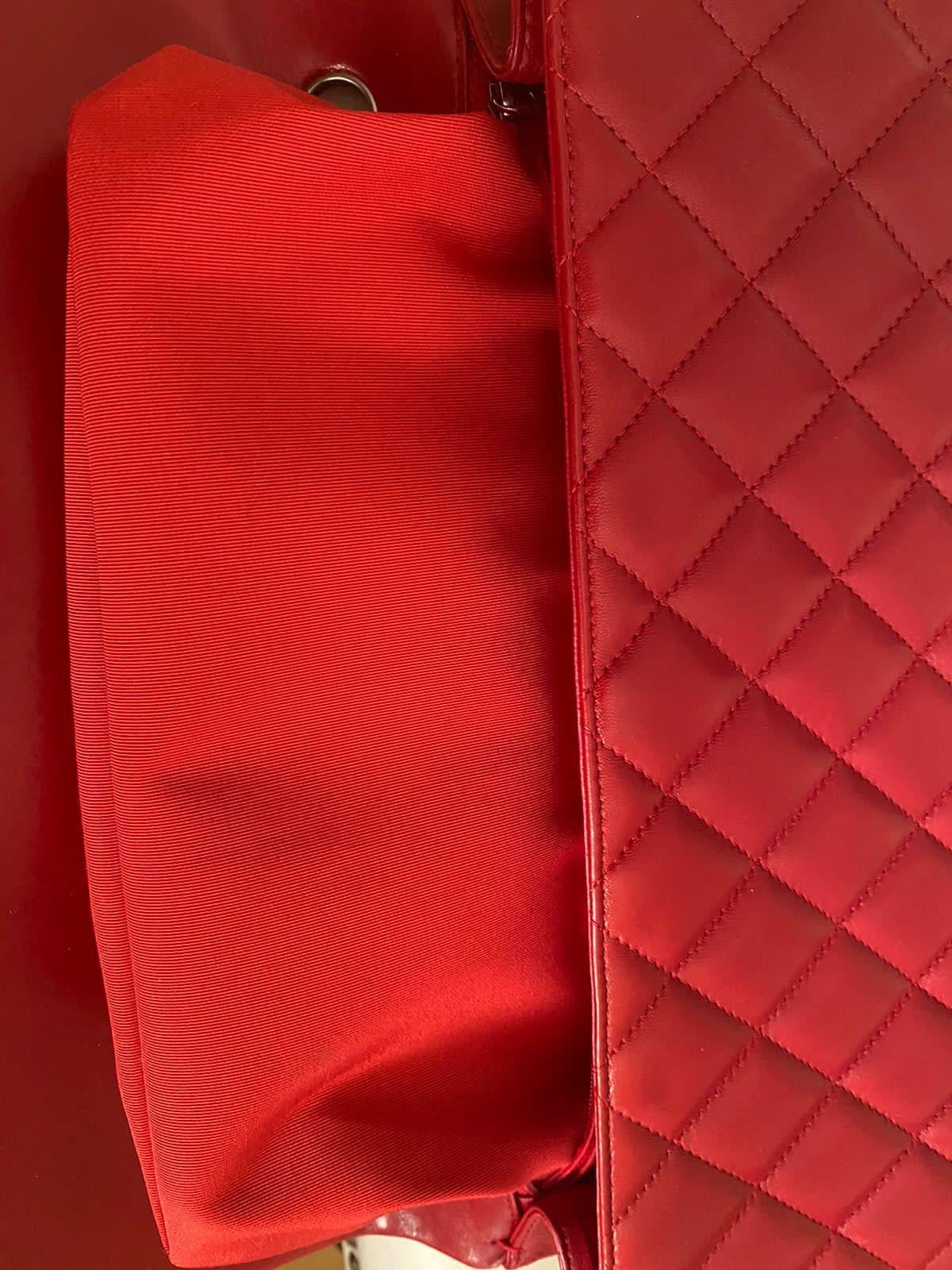Chanel Maxi Lambskin Red Classic Single Flap Bag For Sale 3