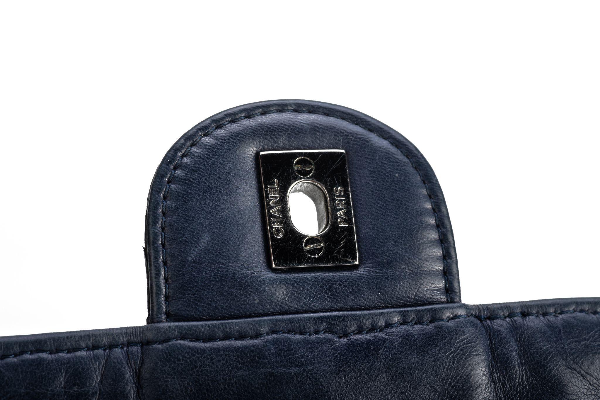 Chanel Maxi Navy Black Python Bag For Sale 11