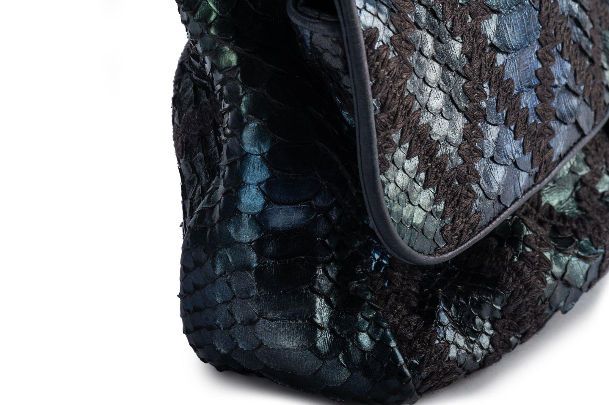 Chanel Maxi Navy Black Python Bag For Sale 3