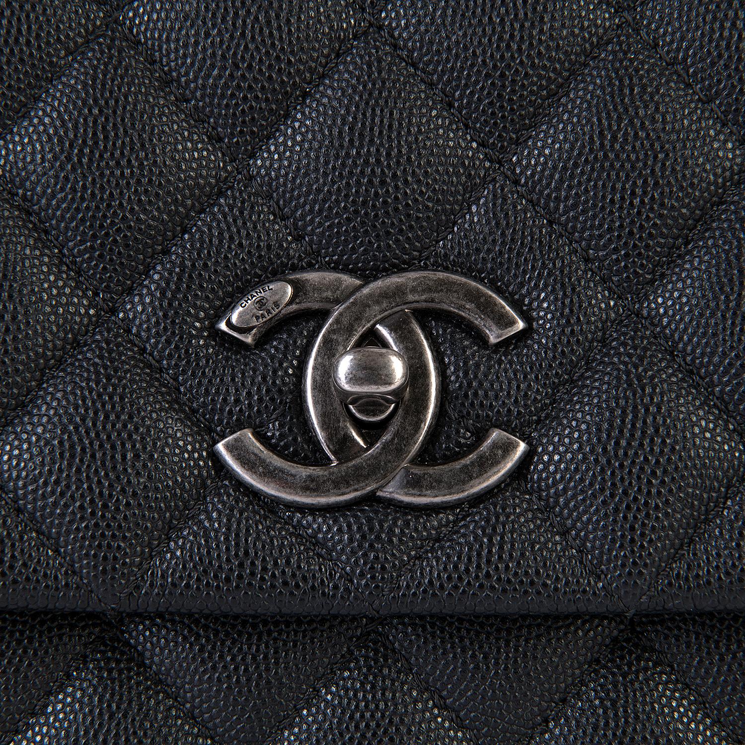 Chanel Maxi Quilted Caviar and Lizard 30cm Kelly Bag with Silver Hardware  1