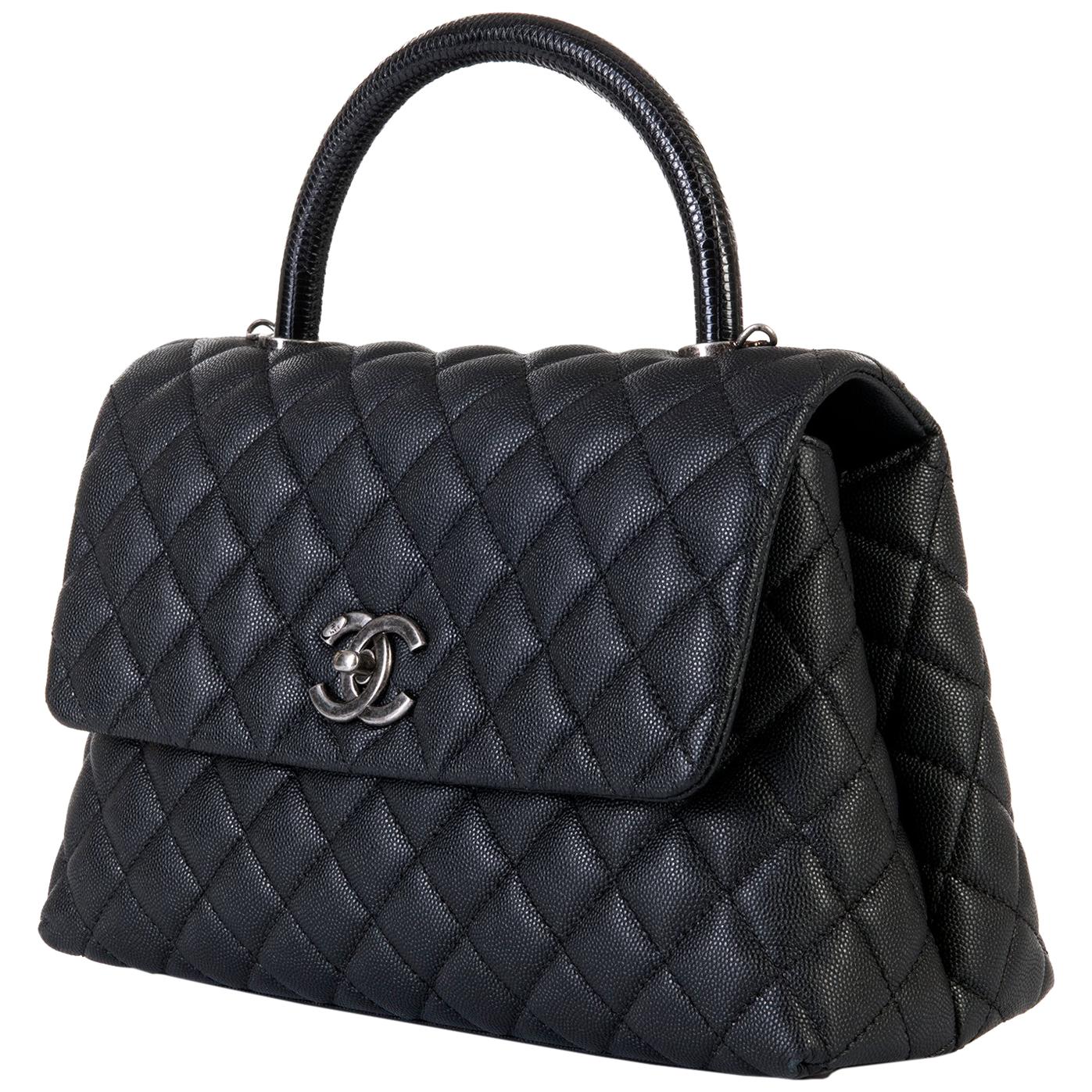 Chanel Maxi Quilted Caviar and Lizard 30cm Kelly Bag with Silver Hardware 