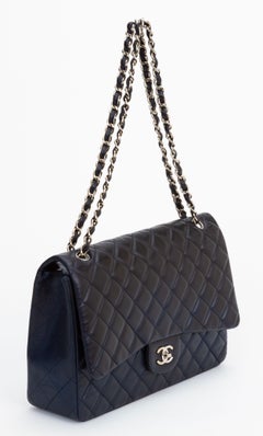 Chanel Maxi Quilted Classic Navy Single