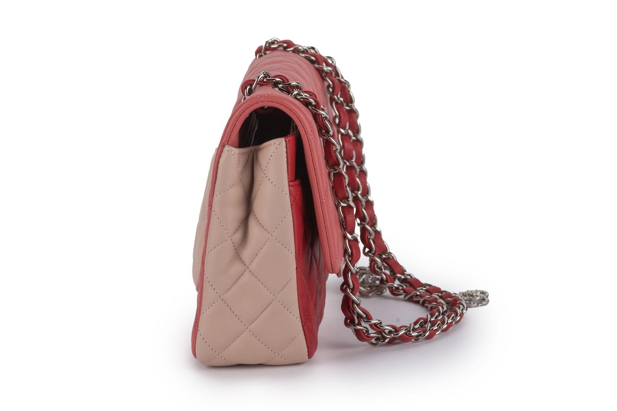 Pink Chanel Med Valentine Single Flap Bag Tri For Sale