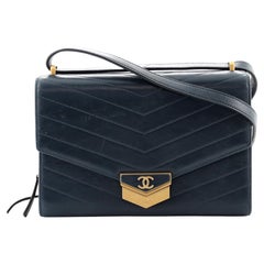 Chanel Medal Envelope Flap Bag Chevron Calfskin Large