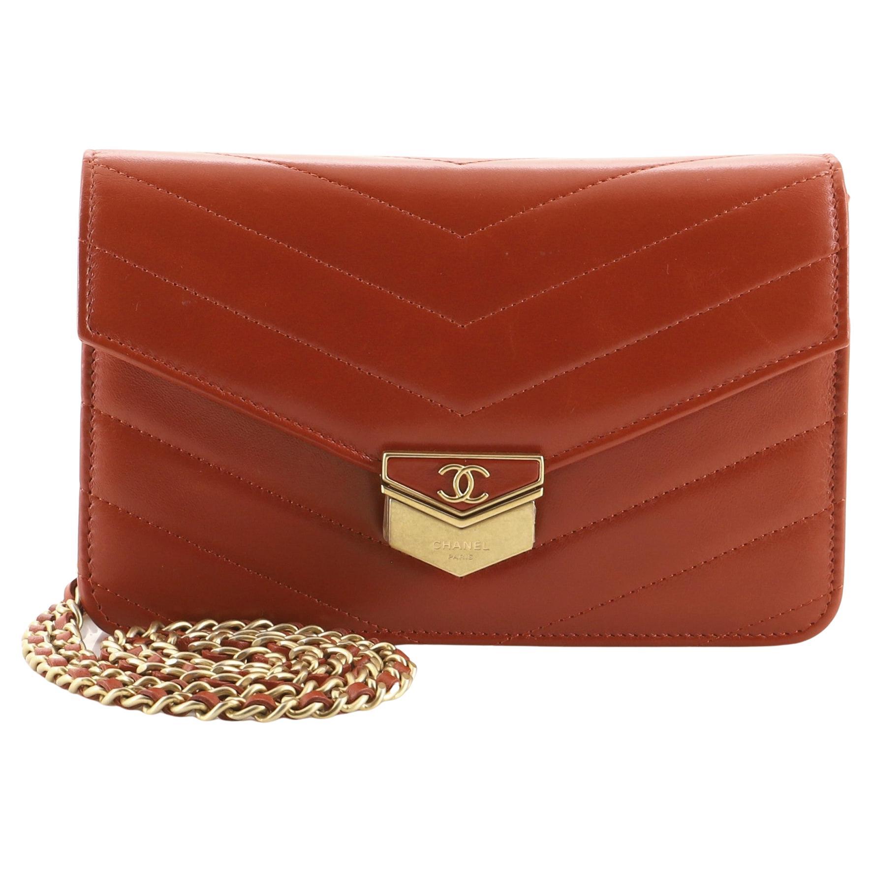 Chanel Medal Envelope Wallet on Chain Chevron Calfskin at 1stDibs