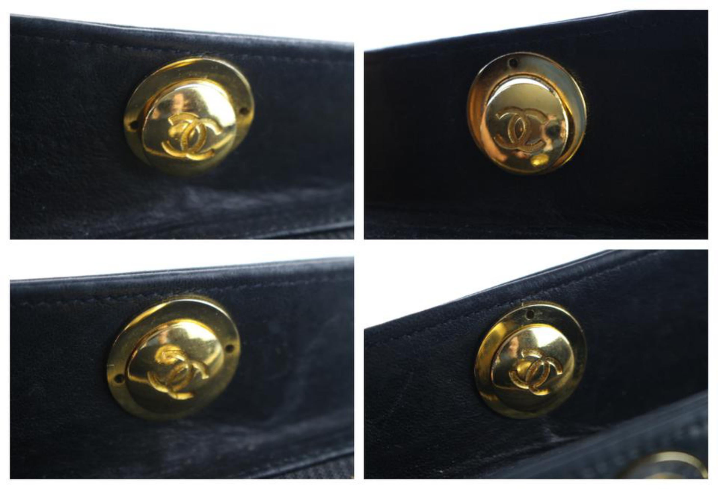 Chanel Medallion Chain Tote 14cr0515 Black Leather Shoulder Bag For Sale 7