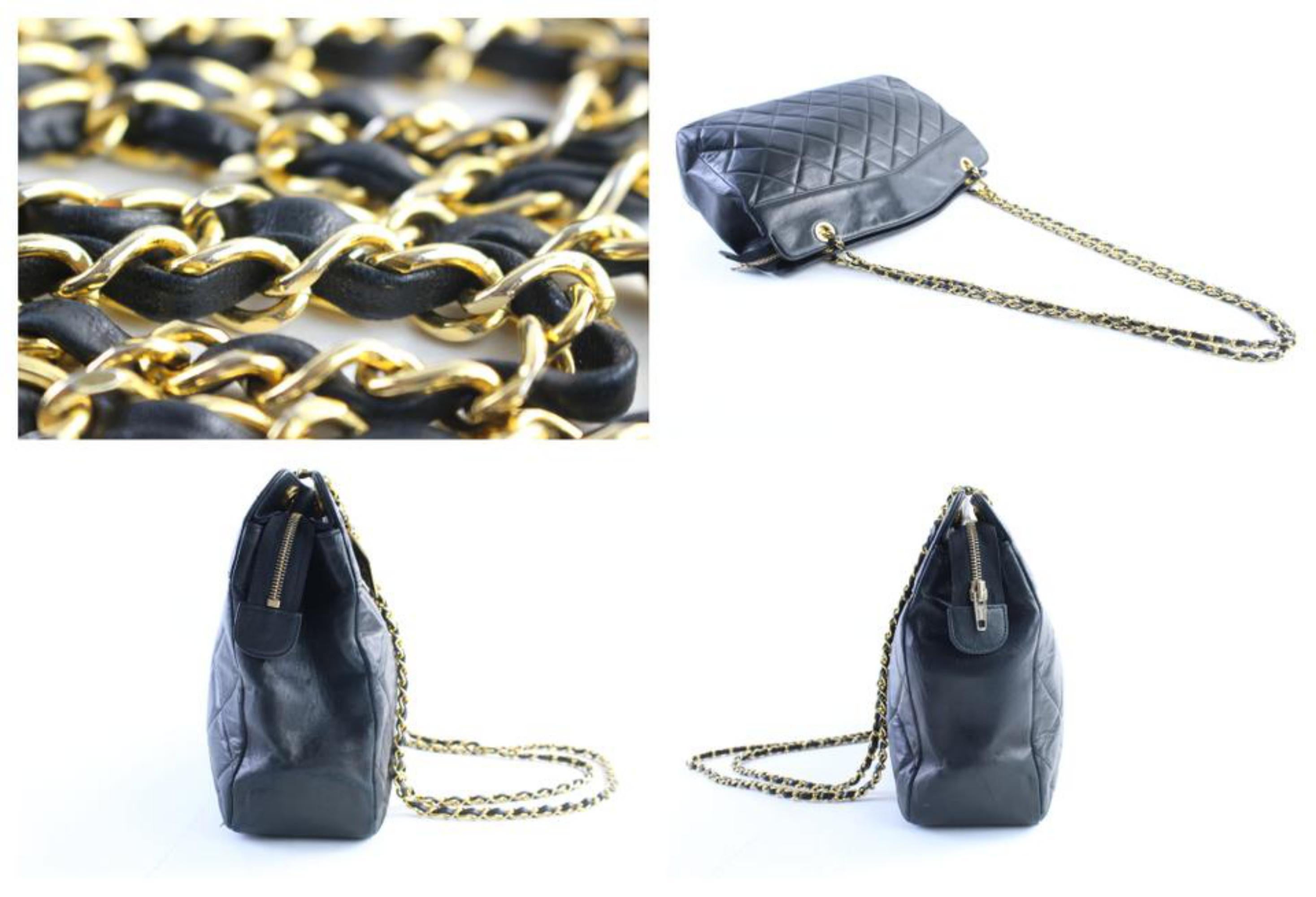 Chanel Medallion Chain Tote 14cr0515 Black Leather Shoulder Bag For Sale 3