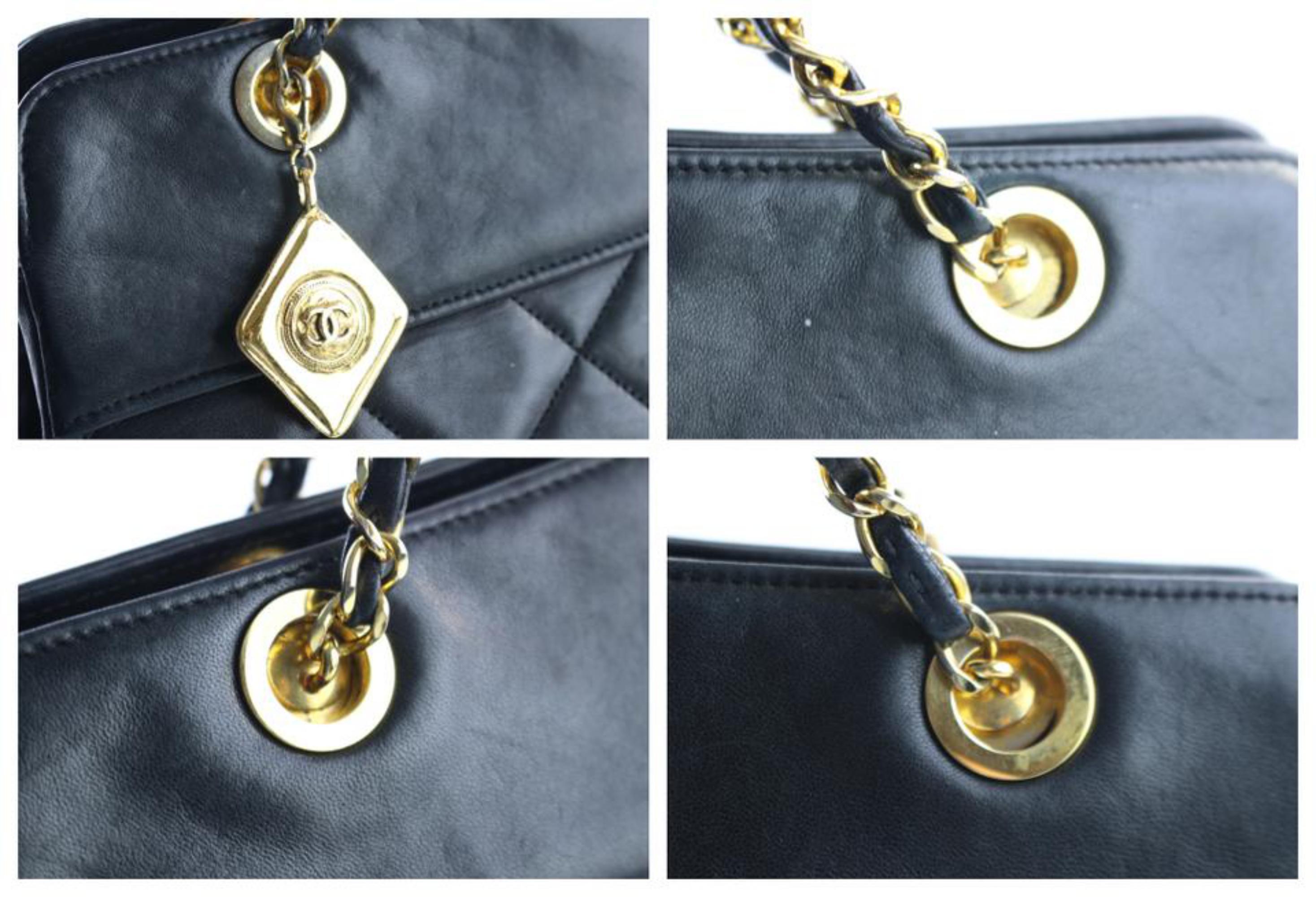 Chanel Medallion Chain Tote 14cr0515 Black Leather Shoulder Bag For Sale 4