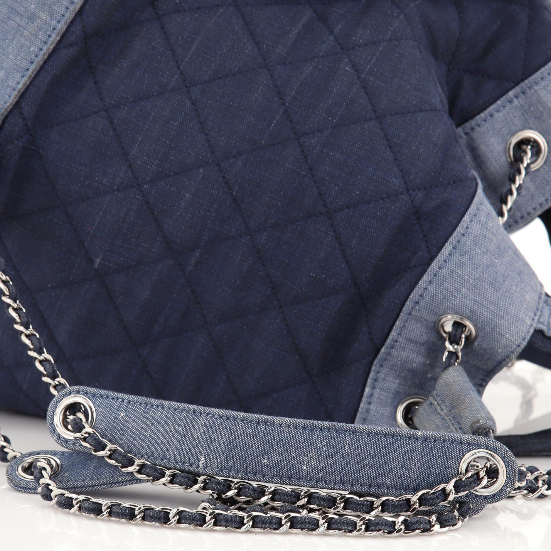Chanel Medallion Charm Backpack Quilted Denim 2