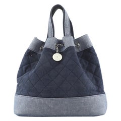 Chanel Medallion Charm Backpack Quilted Denim
