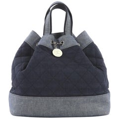 Chanel Medallion Charm Backpack Quilted Denim