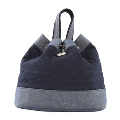Chanel Medallion Charm Backpack Quilted Denim