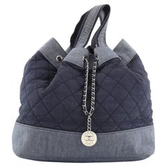 Chanel Medallion Charm Backpack Quilted Denim